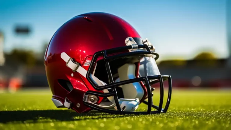 red football helmet on the grass